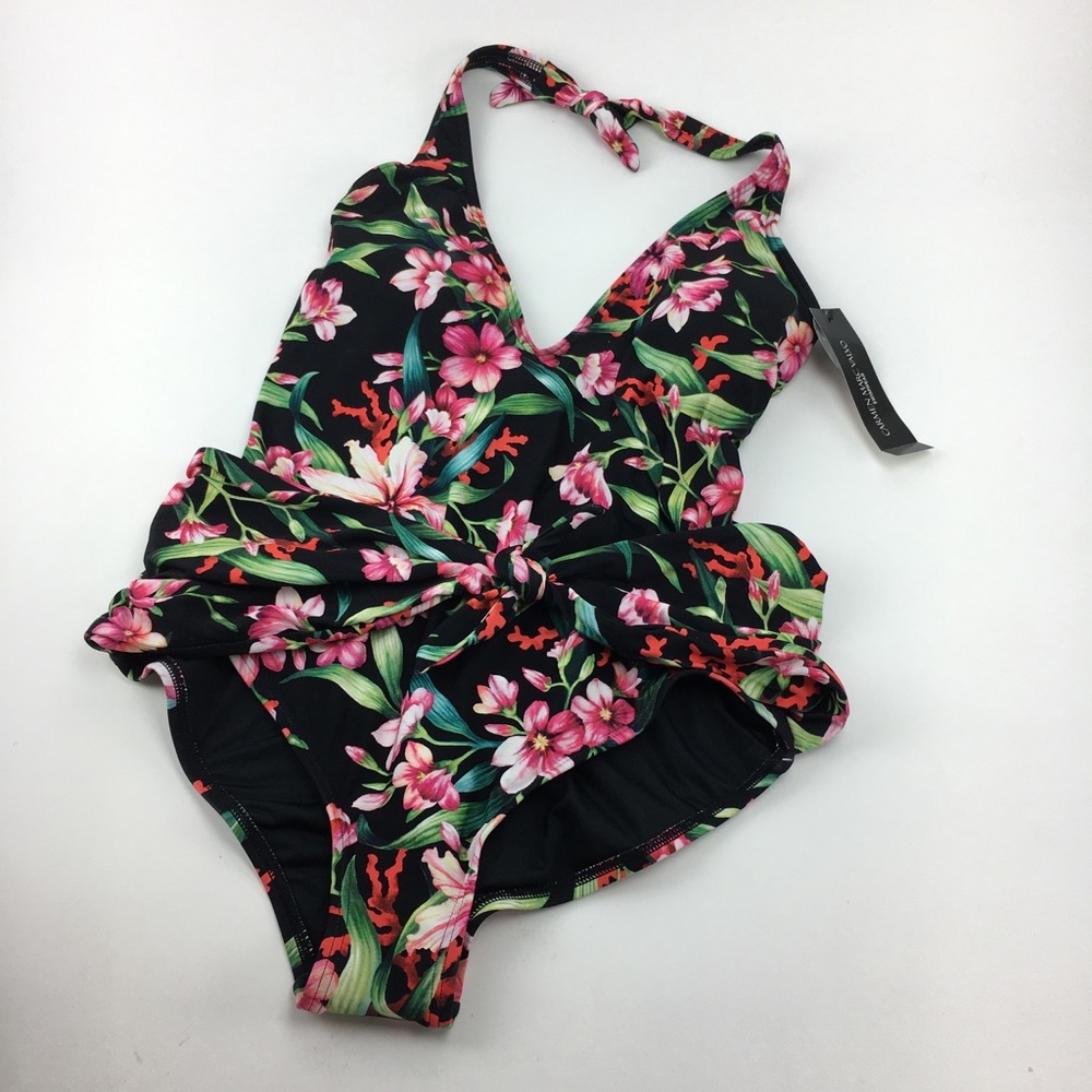 Carmen Marc Valvo Black OnePiece Swimsuit SZ 10